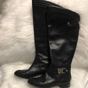 Black Leather Knee-High Boots
